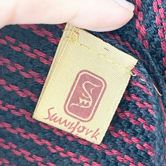 Sanyork Alpaca Knit Scarf with fringes black and red - Picture 4 of 5